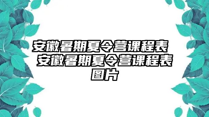 安徽暑期夏令營課程表 安徽暑期夏令營課程表圖片