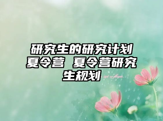 研究生的研究計劃夏令營 夏令營研究生規(guī)劃