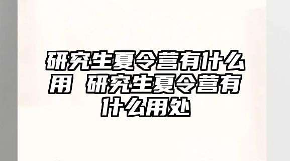 研究生夏令營有什么用 研究生夏令營有什么用處