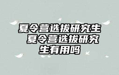 夏令營選拔研究生 夏令營選拔研究生有用嗎