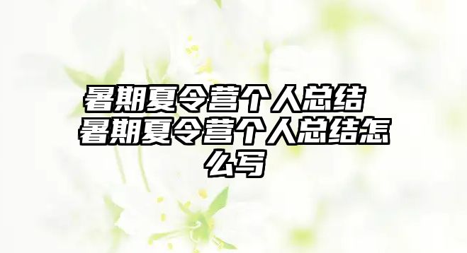 暑期夏令營個人總結 暑期夏令營個人總結怎么寫