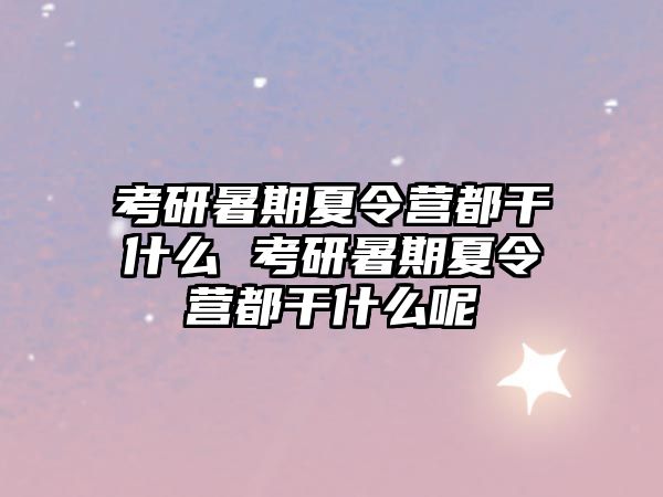 考研暑期夏令營都干什么 考研暑期夏令營都干什么呢