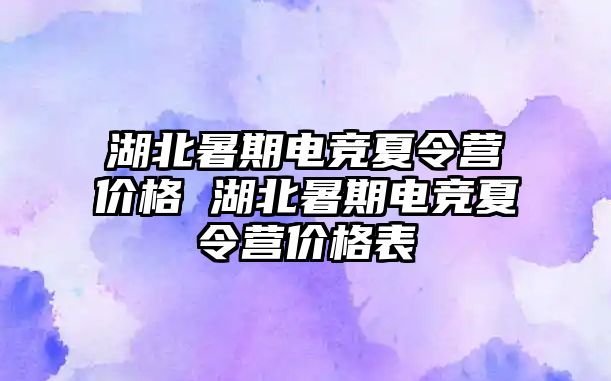 湖北暑期電競夏令營價格 湖北暑期電競夏令營價格表