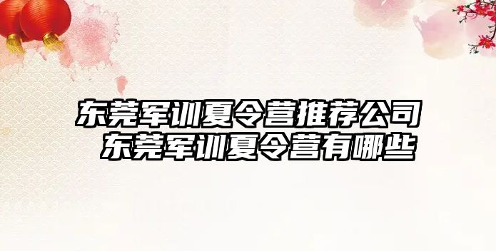 東莞軍訓夏令營推薦公司 東莞軍訓夏令營有哪些