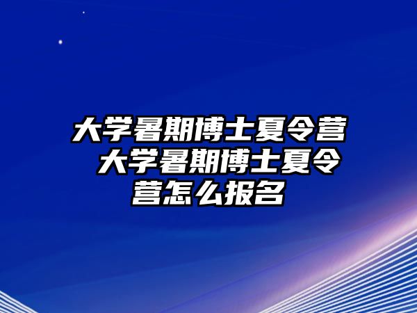 大學暑期博士夏令營 大學暑期博士夏令營怎么報名