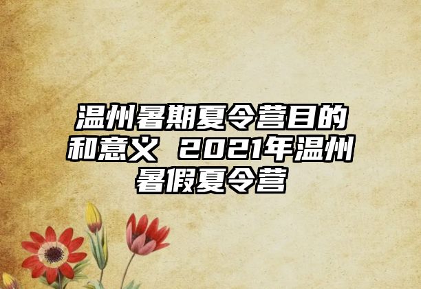 溫州暑期夏令營目的和意義 2021年溫州暑假夏令營