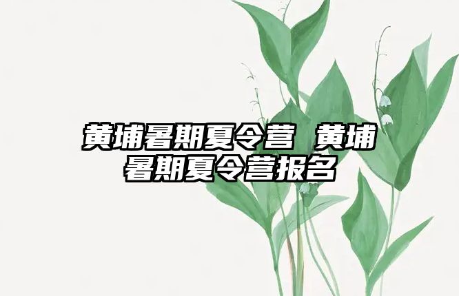 黃埔暑期夏令營(yíng) 黃埔暑期夏令營(yíng)報(bào)名