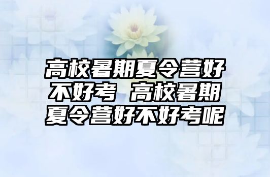 高校暑期夏令營好不好考 高校暑期夏令營好不好考呢
