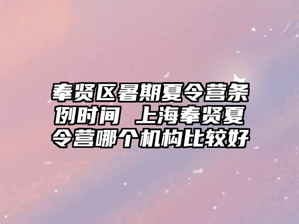 奉賢區暑期夏令營條例時間 上海奉賢夏令營哪個機構比較好