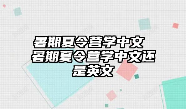 暑期夏令營學中文 暑期夏令營學中文還是英文