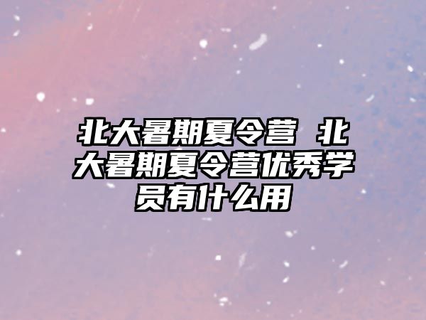 北大暑期夏令營 北大暑期夏令營優(yōu)秀學(xué)員有什么用
