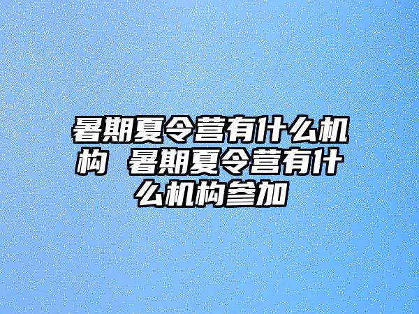 暑期夏令營有什么機(jī)構(gòu) 暑期夏令營有什么機(jī)構(gòu)參加