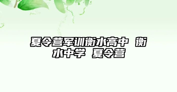 夏令營軍訓衡水高中 衡水中學 夏令營