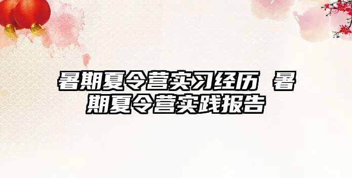 暑期夏令營實習經歷 暑期夏令營實踐報告
