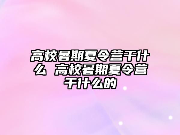 高校暑期夏令營(yíng)干什么 高校暑期夏令營(yíng)干什么的