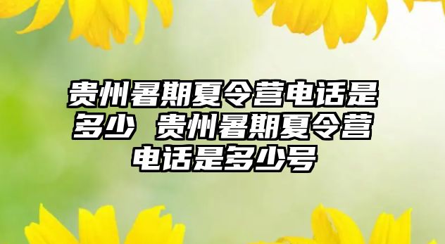 貴州暑期夏令營電話是多少 貴州暑期夏令營電話是多少號