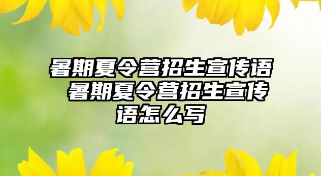 暑期夏令營招生宣傳語 暑期夏令營招生宣傳語怎么寫
