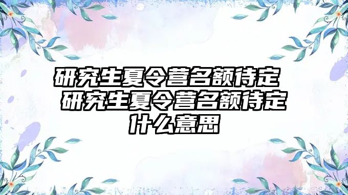 研究生夏令營名額待定 研究生夏令營名額待定什么意思