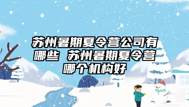 蘇州暑期夏令營公司有哪些 蘇州暑期夏令營哪個機(jī)構(gòu)好