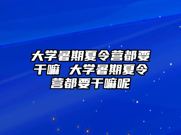 大學暑期夏令營都要干嘛 大學暑期夏令營都要干嘛呢
