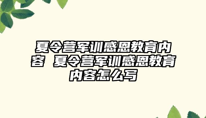 夏令營軍訓感恩教育內容 夏令營軍訓感恩教育內容怎么寫