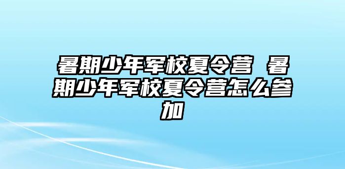 暑期少年軍校夏令營 暑期少年軍校夏令營怎么參加