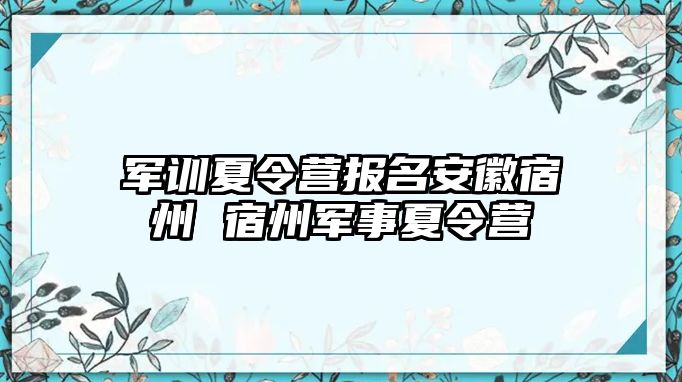 軍訓夏令營報名安徽宿州 宿州軍事夏令營