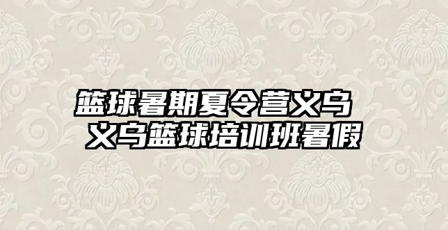 籃球暑期夏令營義烏 義烏籃球培訓班暑假