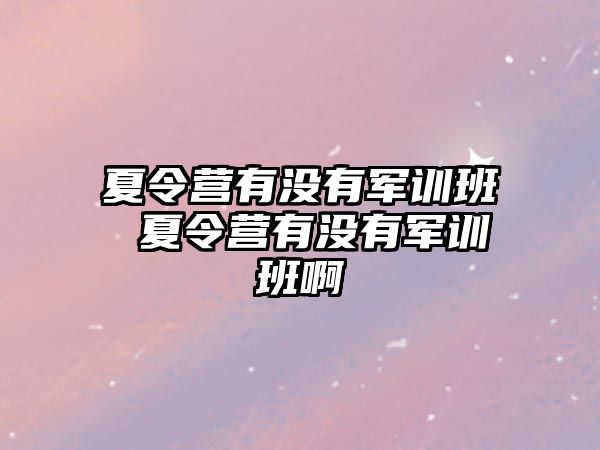 夏令營有沒有軍訓班 夏令營有沒有軍訓班啊