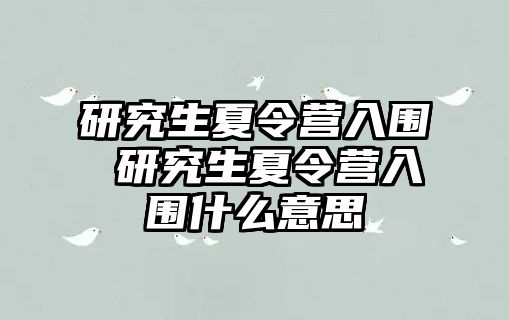 研究生夏令營入圍 研究生夏令營入圍什么意思