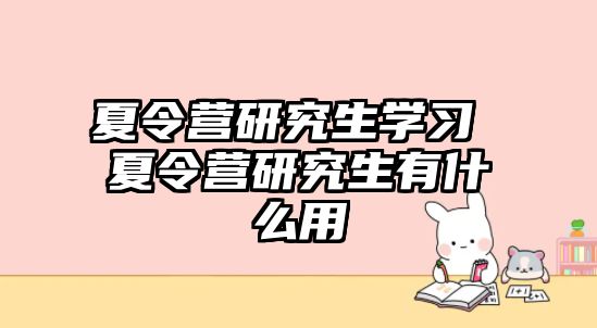 夏令營研究生學習 夏令營研究生有什么用