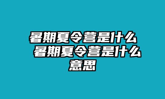 暑期夏令營是什么 暑期夏令營是什么意思