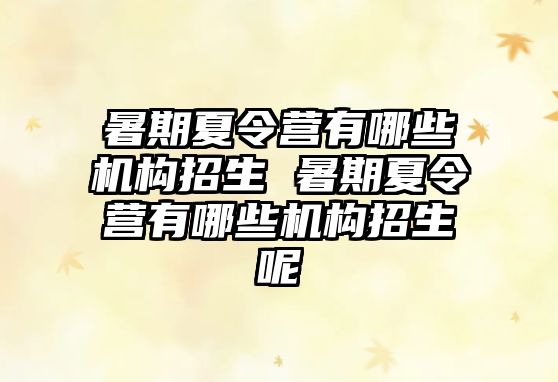 暑期夏令營有哪些機構招生 暑期夏令營有哪些機構招生呢