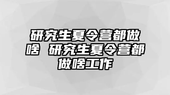 研究生夏令營都做啥 研究生夏令營都做啥工作