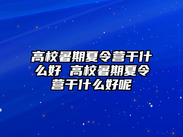 高校暑期夏令營干什么好 高校暑期夏令營干什么好呢