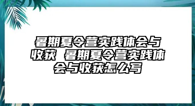 暑期夏令營實踐體會與收獲 暑期夏令營實踐體會與收獲怎么寫