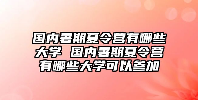 國內暑期夏令營有哪些大學 國內暑期夏令營有哪些大學可以參加