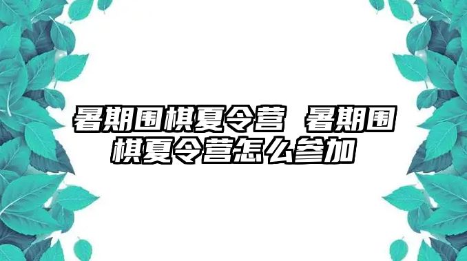 暑期圍棋夏令營 暑期圍棋夏令營怎么參加