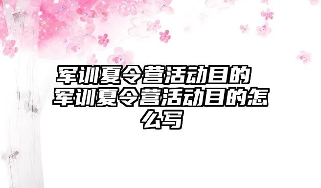 軍訓夏令營活動目的 軍訓夏令營活動目的怎么寫