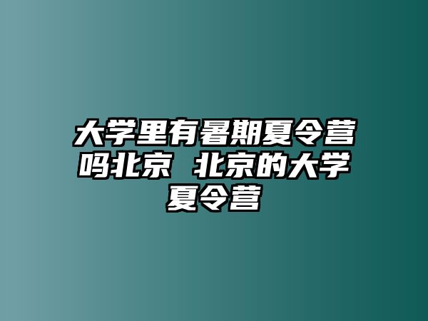 大學里有暑期夏令營嗎北京 北京的大學夏令營