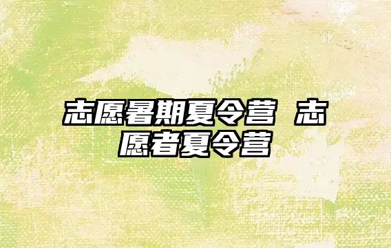 志愿暑期夏令營 志愿者夏令營