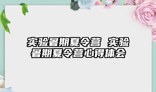 實驗暑期夏令營 實驗暑期夏令營心得體會