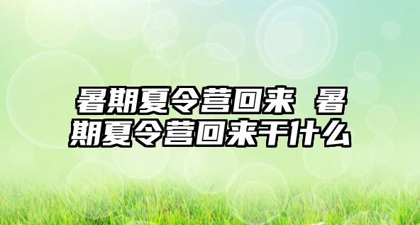 暑期夏令營回來 暑期夏令營回來干什么