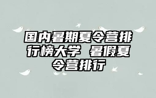 國內暑期夏令營排行榜大學 暑假夏令營排行
