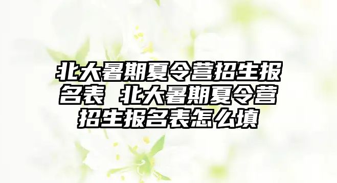 北大暑期夏令營招生報(bào)名表 北大暑期夏令營招生報(bào)名表怎么填