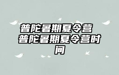 普陀暑期夏令營 普陀暑期夏令營時間