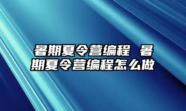 暑期夏令營編程 暑期夏令營編程怎么做