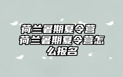 荷蘭暑期夏令營 荷蘭暑期夏令營怎么報名
