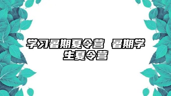 學習暑期夏令營 暑期學生夏令營