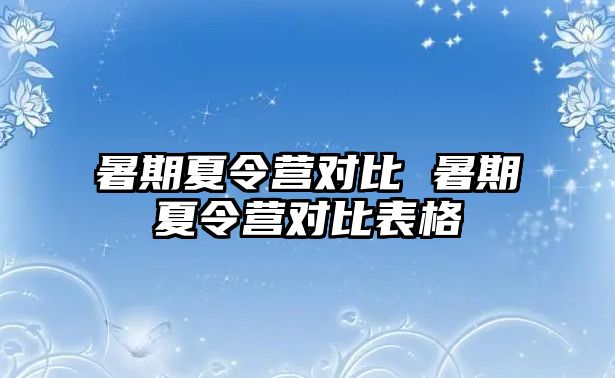 暑期夏令營(yíng)對(duì)比 暑期夏令營(yíng)對(duì)比表格